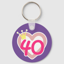 40e verjaardag hart prinses kroon roze sleutelhanger