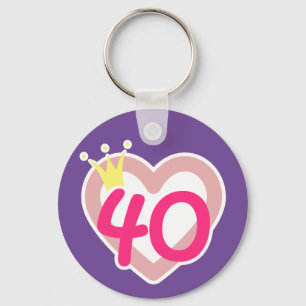 40e verjaardag hart prinses kroon roze sleutelhanger