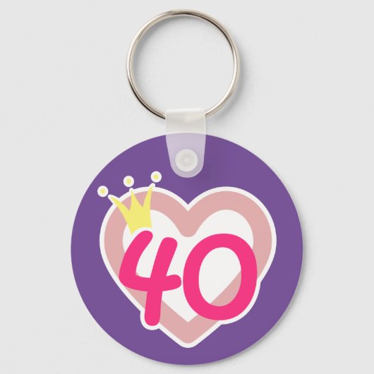 40e verjaardag hart prinses kroon roze sleutelhanger (Voorkant)