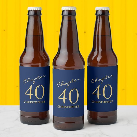 40e verjaardag hoofdstuk 40 blauw goud bier etiket