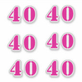 40e Verjaardag Hot Pink Nummer Veertig Custom Age Sticker (Voorkant)