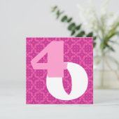 40e verjaardag Huge Numbers Hot Pink White W977 Kaart (Staand voorkant)