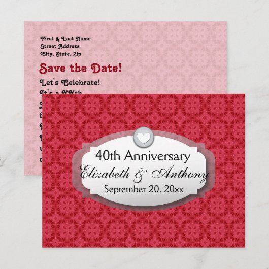 40e verjaardag Huwelijksjubileum Robijn Rood Z06 Aankondigingskaart (Voorkant / Achterkant)