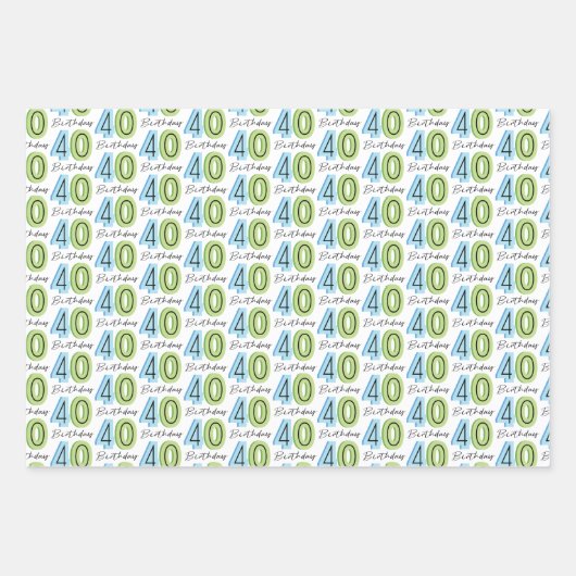 40e verjaardag inpakpapier vel (Voorkant)