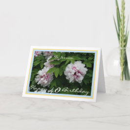40e verjaardag Jessica Peonies Modern Golden Lijst Kaart
