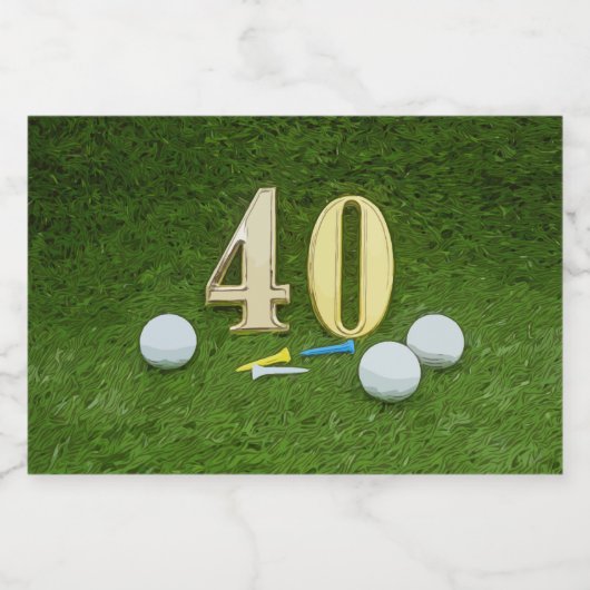 40e Verjaardag Jubileum Golfbal met t-shirt golf Sparkling Wijnetiket (Enkel label)