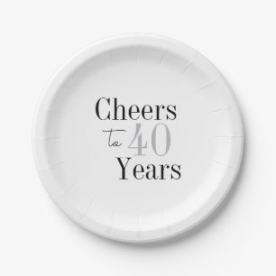 40e verjaardag juichen 40 jaar minimale zilveren f papieren bordje