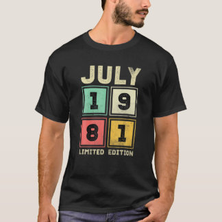 40e verjaardag juli 1981 40 jaar t-shirt