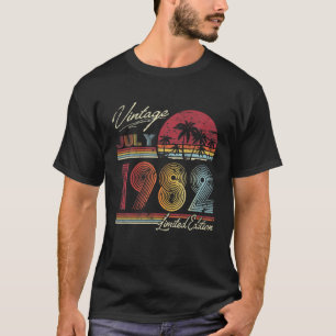 40e verjaardag juli 1982 40 jaar oud t-shirt