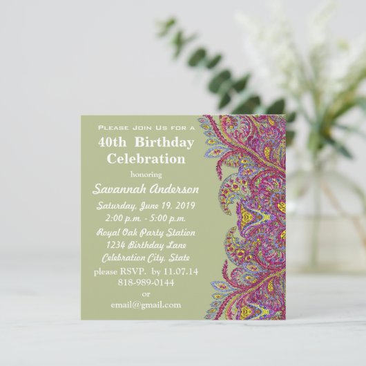 40e verjaardag kaart (Staand voorkant)