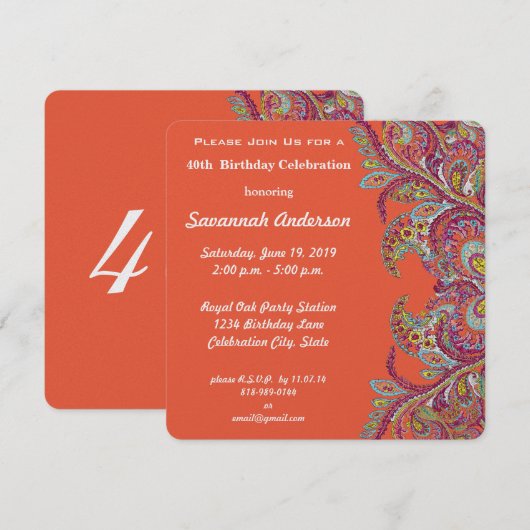 40e verjaardag kaart (Voorkant / Achterkant)