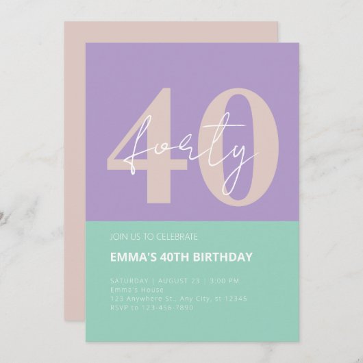 40e verjaardag kaart (Voorkant / Achterkant)