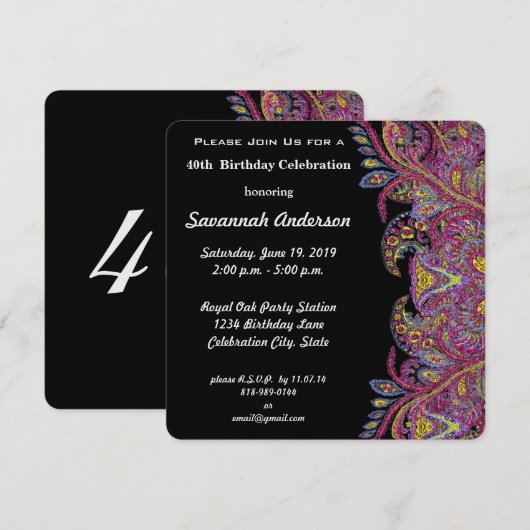 40e verjaardag kaart (Voorkant / Achterkant)