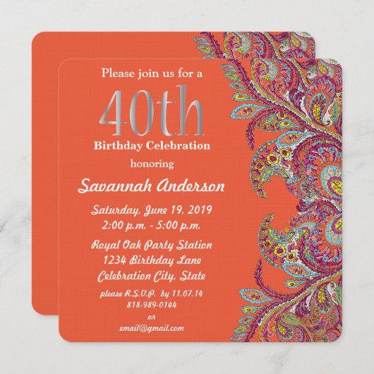 40e verjaardag kaart (Voorkant / Achterkant)