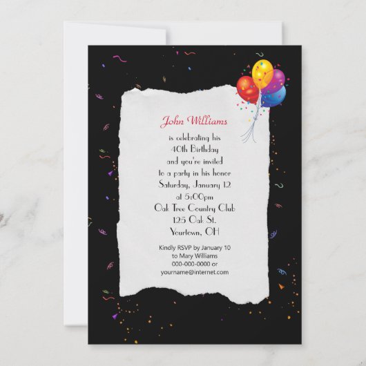 40e verjaardag kaart (Achterkant)