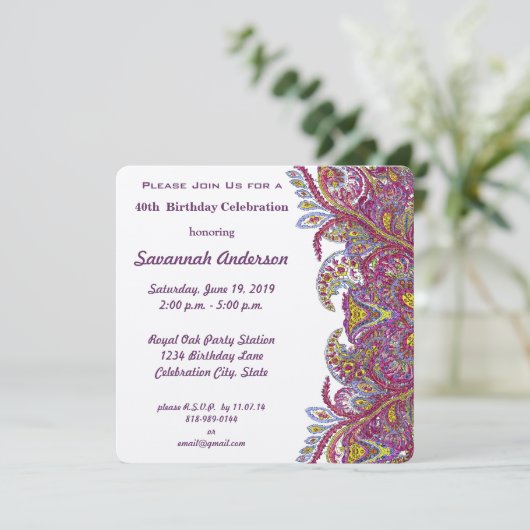 40e verjaardag kaart (Staand voorkant)