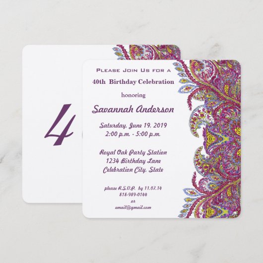 40e verjaardag kaart (Voorkant / Achterkant)