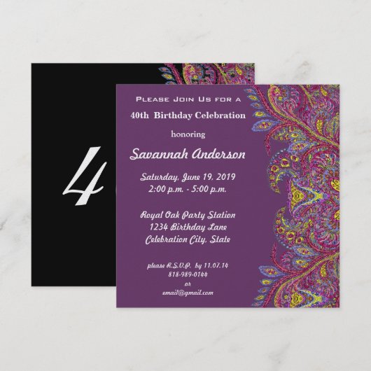40e verjaardag kaart (Voorkant / Achterkant)