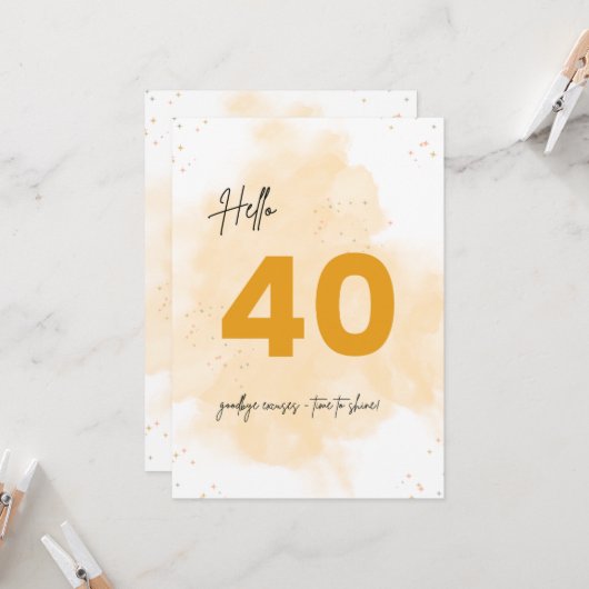 40e verjaardag Kaart Golden Sparkle (Voorkant / Achterkant in situ)