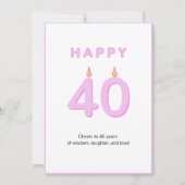 40e verjaardag Kaart Roze (Voorkant)