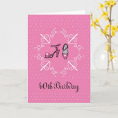 40e verjaardag Kaart, Vrouw, Schoenen in Roze Kaart (Gele Bloem)