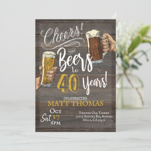 40e verjaardag, kaas en bier kaart (Staand voorkant)