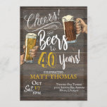 40e verjaardag, kaas en bier kaart<br><div class="desc">Cheers and Beers 40th Birthday,  40th Birthday,  Adult Birthday,  Beer Party,  Beer Invitation,  40th Invitation,  Milestone Birthday</div>