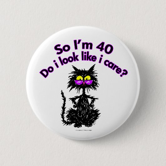 40e verjaardag kat cadeautjes ronde button 5,7 cm (Voorkant)
