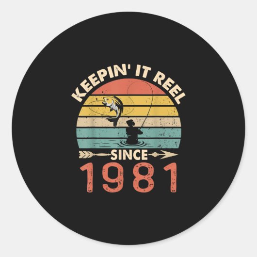 40e verjaardag - Keepin Reel sinds 1981 Vist Ronde Sticker (Voorkant)