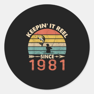 40e verjaardag - Keepin Reel sinds 1981 Vist Ronde Sticker