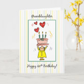 40e verjaardag kleindochter Cake with Heart Woman Kaart (Gele Bloem)