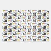 40e verjaardag Kleurrijk Typografie Wrapping Paper (Voorkant 3)