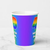 40e verjaardag: kleurrijk, vun regenboogpatroon # papieren bekers (Links)