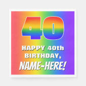 40e verjaardag: kleurrijk, vun regenboogpatroon # servet (Voorkant)
