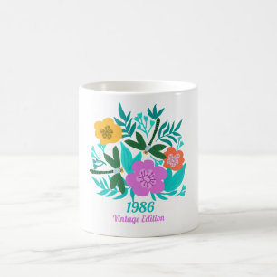 40e verjaardag kleurrijke moderne bloemrijke elega koffiemok