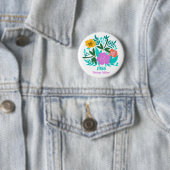 40e verjaardag kleurrijke moderne bloemrijke elega ronde button 5,7 cm (In situ)