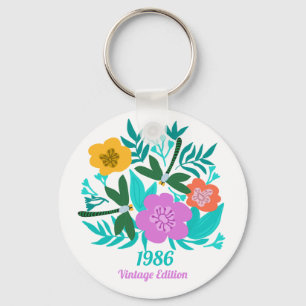 40e verjaardag kleurrijke moderne bloemrijke elega sleutelhanger