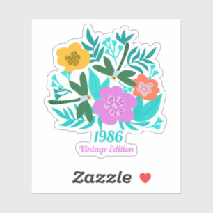 40e verjaardag kleurrijke moderne bloemrijke elega sticker