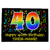 40e verjaardag - Kleurrijke muzieksymbolen, Rainbo Groot Cadeauzakje (Achterkant)