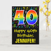 40e verjaardag: kleurrijke muzieksymbolen + regenb kaart (Gele Bloem)