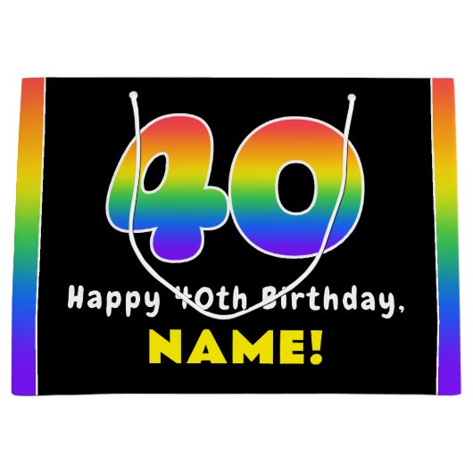 40e verjaardag: kleurrijke regenboog # 40, Naam va Groot Cadeauzakje (Voorkant)