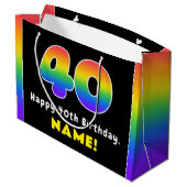 40e verjaardag: kleurrijke regenboog # 40, Naam va Groot Cadeauzakje (Achterkant Gekanteld)