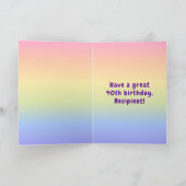 40e verjaardag: kleurrijke regenboog # 40, Naam va Kaart (Binnen)