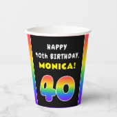 40e verjaardag: kleurrijke regenboog # 40, Naam va Papieren Bekers (Voorkant)