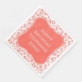 40e verjaardag Koraal/Witte Haak Nummer Patroon Servet (Hoek)