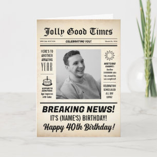 40e Verjaardag Krant, Foto Toevoegen, Gepersonalis Kaart