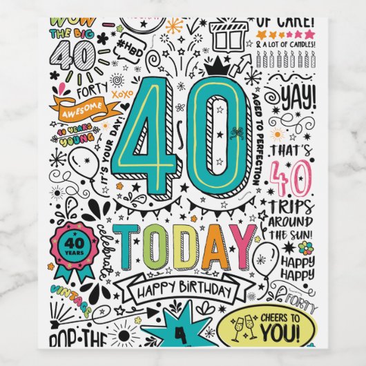 40e verjaardag label wijn etiket (Enkel label)