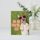 40e verjaardag lachen  briefkaart (Staand voorkant)