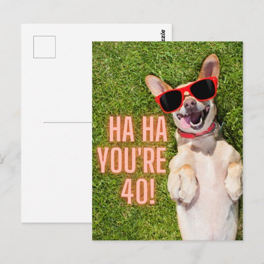 40e verjaardag lachen  briefkaart (Voorkant / Achterkant)