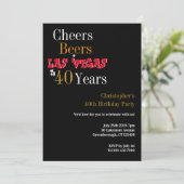 40e verjaardag Las Vegas Cheers and Beers Party Kaart (Staand voorkant)